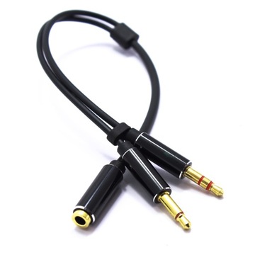 ADAPTER AUX 3,5 SŁUCHAWKI MIKROFON JACK 4 POLOWY ROZDZIELACZ NA KABLU