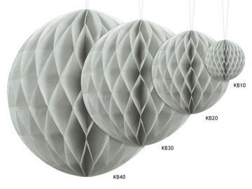 Kula Bibułowa Jasno Szara 30cm Dekoracja Ślub