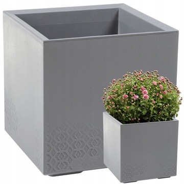 KARO ECO Подставка для цветов из переработанного сырья, бетон, 40x40см - серый - Ламела