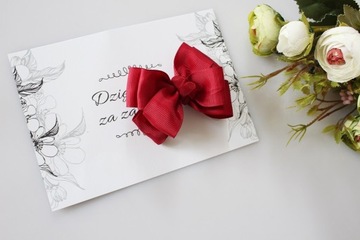 Spinka kokarda bordowa wstążka 8x5,5 cm