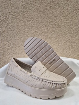 ТУФЛИ БЕЖЕВЫЕ МОКАСИНЫ МАТОВАЯ ЭКО КОЖА GOODIN Размер 41