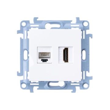 Simon 10 Gniazdo multimedialne HDMI komputerowe RJ45 kat.5e, biały