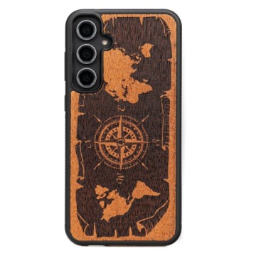 Dřevěné Pouzdro Bewood pro Samsung Galaxy S23 Fe Růže Větrů Merbau