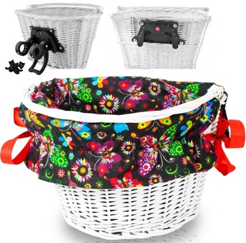 ПЛЕТЕНАЯ ВЕЛОСИПЕДНАЯ КОРЗИНА КРЮЧКИ + ВСТАВКА