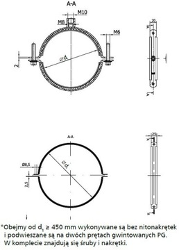 Obejma uchwyt montażowy metal-guma do rury fi 100