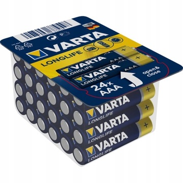 VARTA LONGLIFE baterie alkaliczne LR3 AAA 24 szt