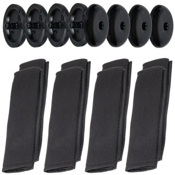 4x CZARNE OSŁONY NAKŁADKI NA PASY BEZPIECZEŃSTWA + SPINKI STOPERY DO PASÓW