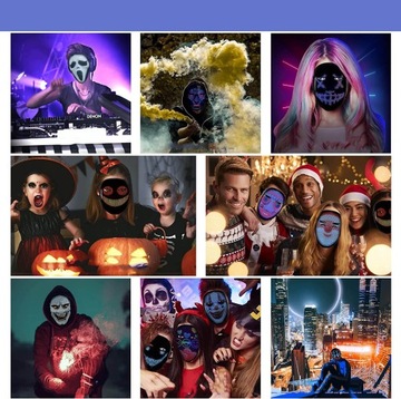 СМЕННАЯ МАСКА ДЛЯ ХЭЛЛОУИНА СВЕТЯЩАЯСЯ СВЕТОДИОДНАЯ ПРОГРАММИРУЕМАЯ УПРАВЛЕНИЕ ЖЕСТАМИ ПРИЛОЖЕНИЯ