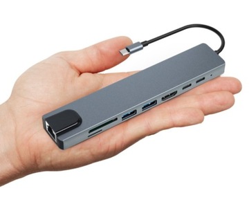 АДАПТЕР-концентратор 9 в 1 USB-C HDMI RJ45 Ethernet Устройство чтения карт SD Macbook M1 M2 M3