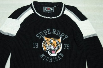 SUPERDRY VARSITY Wyjątkowy Męski Sweter Bawełna Logo S 1 OKAZJA