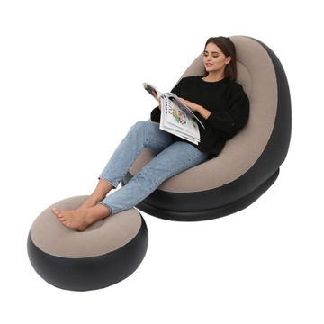 FOTEL DMUCHANY Z PUFĄ SOFA ZESTAW BRĄZOWY
