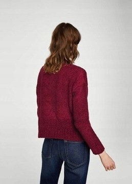 Mango Sweter z szenili z kieszeniami V-neck 36 S