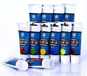FARBY TEMPERA ASTRA Artea ZESTAW w tubach 12x20ml
