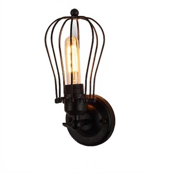 black attic retro Iron cage wall lamp (K style)