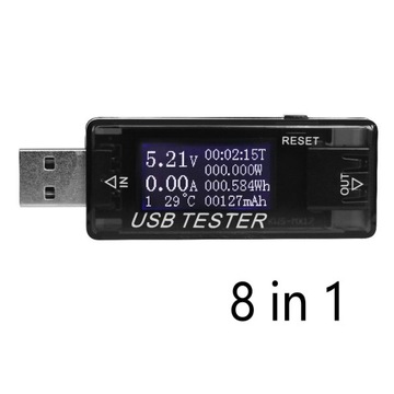Цифровой USB-измеритель мощности Мультиметр тока и возраста 8 в 1, черный