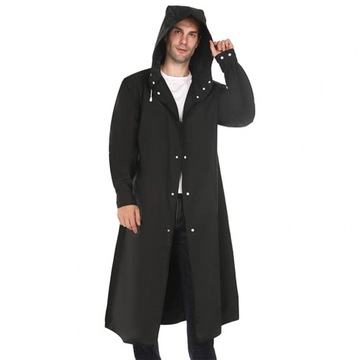 Unisex Long Raincoat Thickening Hooded Rainproof P