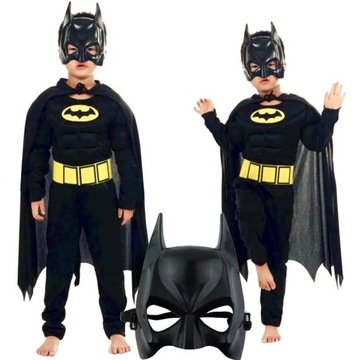 Strój Batman MIĘŚNIE Maska Nietoperz 104-110 r. S