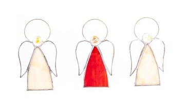 ANIOŁ WITRAŻ ANIOŁEK FIGURKA 13cm RÓŻNE KOLORY