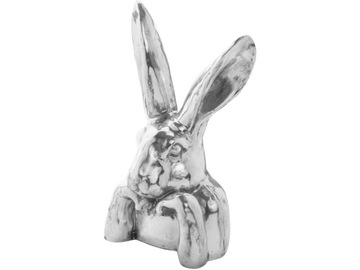 WIELKANOC Dekoracyjna Figurka KRÓLIK ZAJĄC 36,5 x 20,5 x 16 cm - SREBRNY