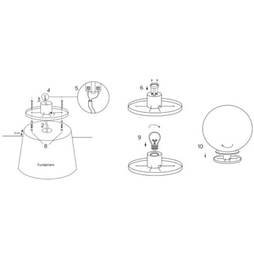 Уличный садовый светильник сферический белый светодиод 30 см E27 IP44 наземный УФ