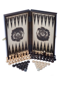 Szachy drewniane Backgammon Tryktrak Warcaby ozdobna szachownica 35cm szach