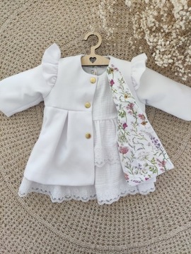 Крестильное пальто для девочки Адель 80 белое.