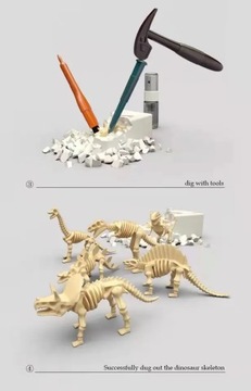 Раскопки динозавров 6 в 1 окаменелости