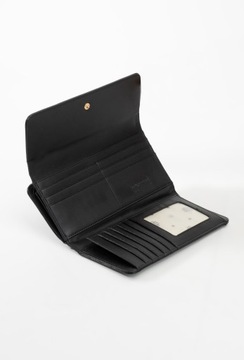 Monnari portfel czarny skórzany z klapką design