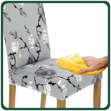ЧЕХОЛ НА СТУЛ СЕРЫЙ С ЦВЕТОЧНЫМИ УЗОРАМИ ГИБКИЕ УНИВЕРСАЛЬНЫЕ ЧЕХОЛЫ