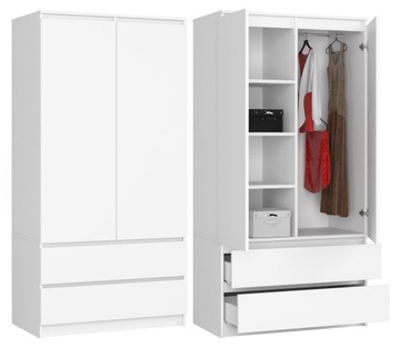 Шкаф гардероб S 90CM 2D 2SZ белый современный