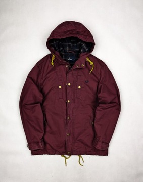 Fred Perry bordowa kurtka parka S logo