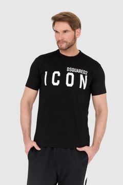 DSQUARED2 Czarny t-shirt męski z dużym logo ICON L
