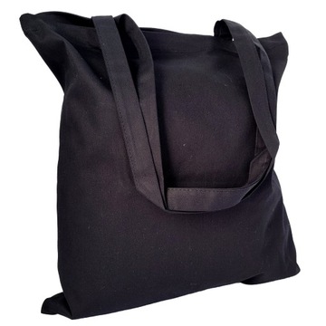 Torba bawełniana 38x42 CZARNA gruba 220g/m2 uchwyt długi na ramię na zakupy