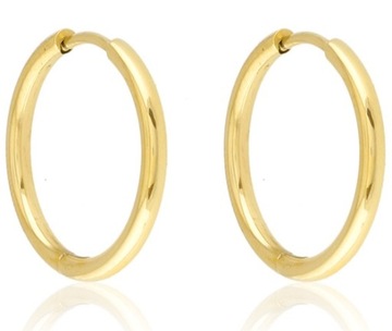 KOLCZYKI ZŁOTE KÓŁKA 16 mm STAL CHIRURGICZNA