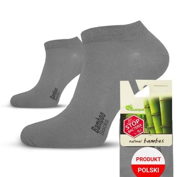 Skarpety męskie damskie STOPKI BAMBUSOWE skarpetki krótkie szare *39-41