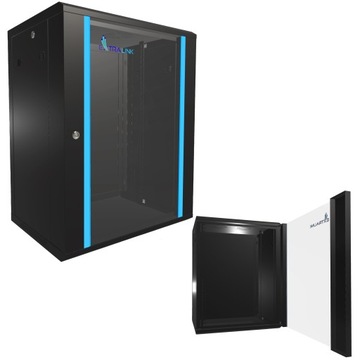Szafa rack 15U 600x450 Czarna montowana na ścianie
