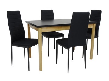 Zestaw do kuchni 4 czarne krzesła STÓŁ 70x120/160