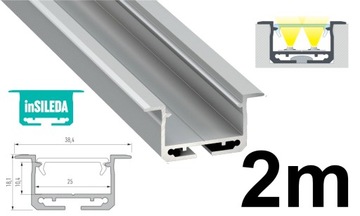 Profil LED Insileda srebrny 2m na dwie taśma LED