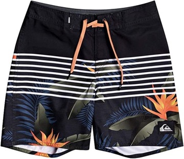 QUIKSILVER CZARNE PLAŻOWE SZORTY NADRUK (14L)