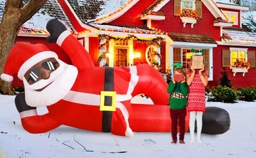 Рождественские надувные лодки 10 футов/3 м, черные уличные украшения Санта-Клауса, водонепроницаемые