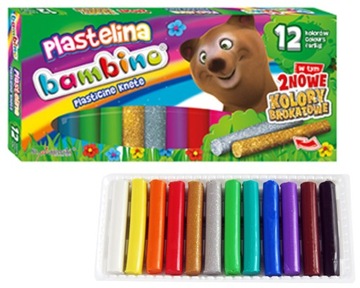 PLASTELINA BAMBINO 12 KOLORÓW SZKOLNA Z ATESTEM