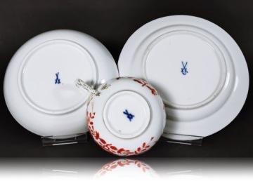 Большой чайный сервиз MEISSEN MEISSEN, дизайн коралловых чашек золото 1945