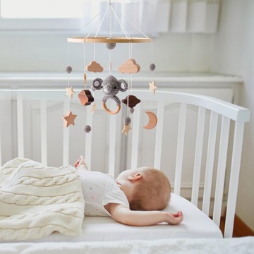 Montessori Baby Crib Mobile Sensoryczna Zabawka Słoń