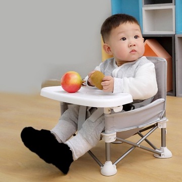 Дорожное сиденье-бустер с дорожной сумкой и съемным подносом, стульчик для кормления, серый