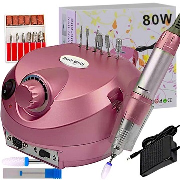 Profesjonalna Frezarka do paznokci 80W frez ceramiczny + zestaw frezów moc