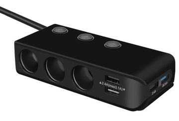 РАЗЪЕМ ПРИкуривателя 12-24 В USB QC3.0 РАЗЪЕМ НА 3 РАЗЪЕМА