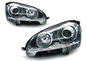 VW Golf V 5 mk5 Jetta lampy przednie black Depo GTI R32 xenon look przód H7
