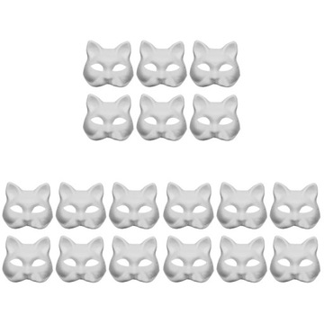 18 sztuk DIY puste maski papierowa maska kot Cosplay maska