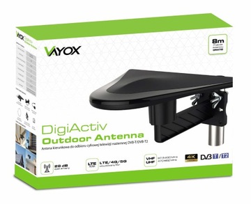 Антенна ACTIVE DVBT2 для наземного телевидения LTE 4K MUX8 + кабельные вилки VAYOX