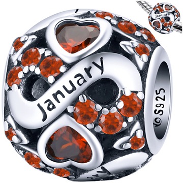 CHARMS MIESIĄC URODZENIA STYCZEŃ srebro pr 925 koralik beads zawieszka